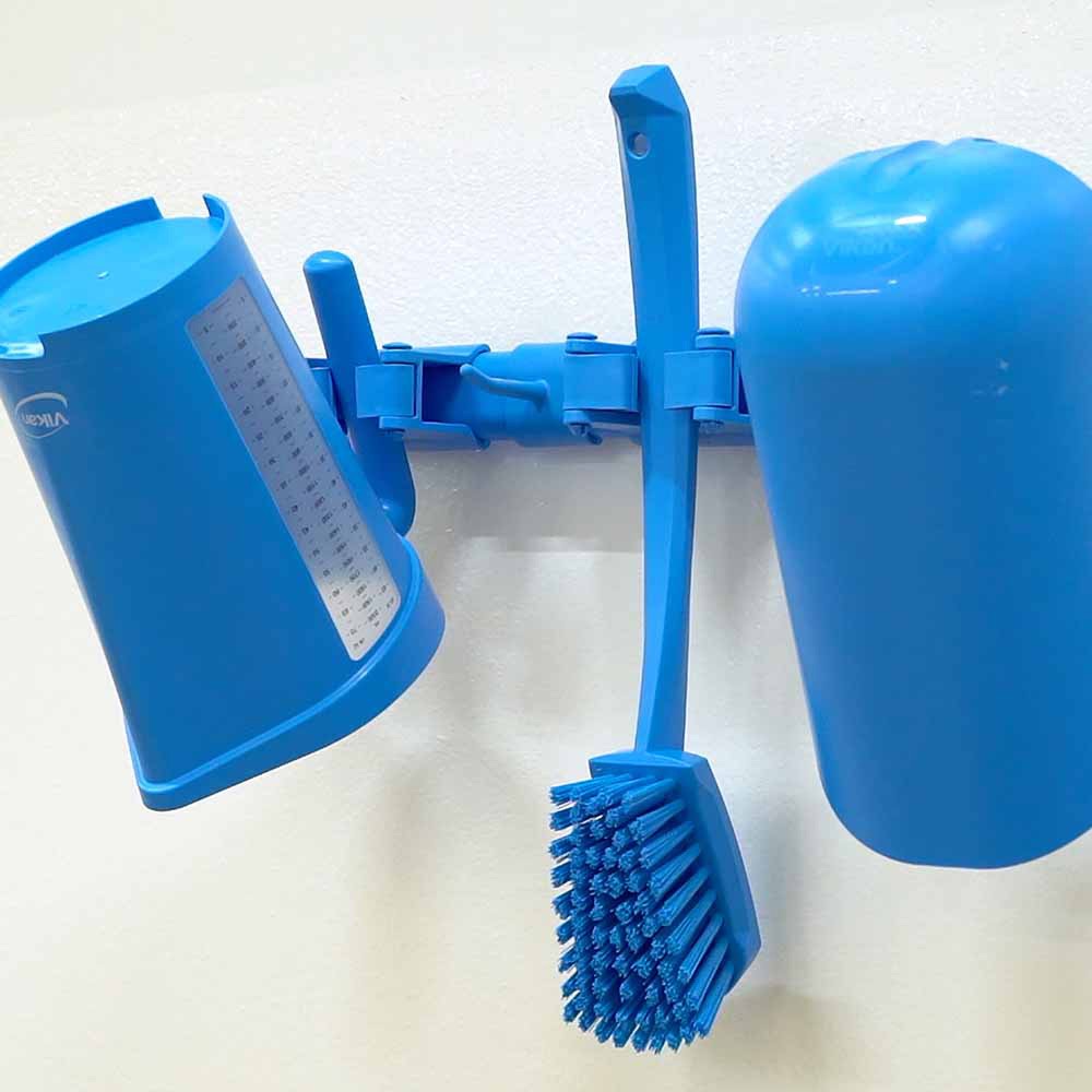 Vikan Narrow Cleaning Brush with Long Handle, 420 mm, Hard, Blue