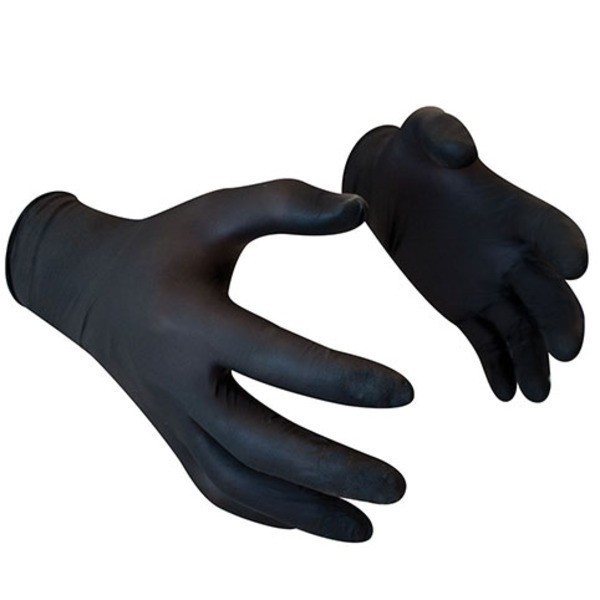 Achetez Lot de 100 gants jetables en nitrile Noir 6 mm Extra résistants  sans latex ni poudre Gants texturés Taille S:  ✓ Livraison &  retours gratuits possibles (voir conditions)